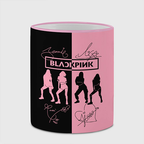 Кружка цветная Blackpink силуэт девушек / 3D-Розовый кант – фото 2