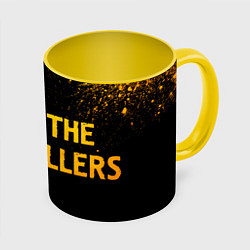 Кружка 3D The Killers - gold gradient: надпись и символ, цвет: 3D-белый + желтый