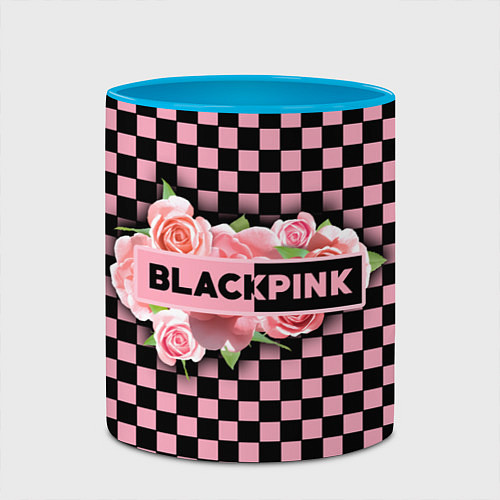 Кружка цветная Blackpink logo roses / 3D-Белый + небесно-голубой – фото 2