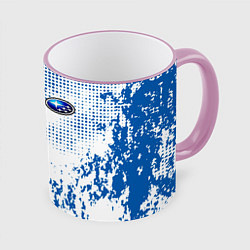 Кружка 3D Subaru blue logo, цвет: 3D-розовый кант
