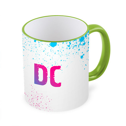 Кружка цветная AC DC neon gradient style: надпись и символ / 3D-Светло-зеленый кант – фото 1