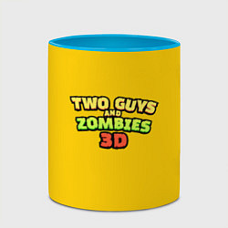 Кружка 3D Two Guys & Zombies 3D - Лого на желтом, цвет: 3D-белый + небесно-голубой — фото 2
