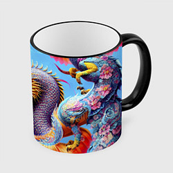 Кружка 3D Dragon - irezumi - tattoo - Japan, цвет: 3D-черный кант