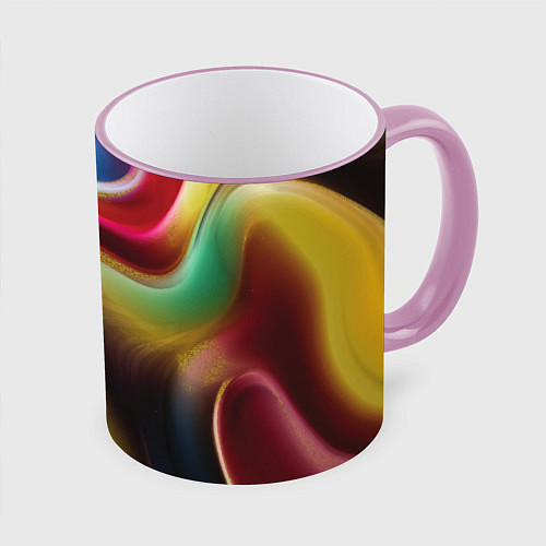 Кружка цветная Rainbow waves / 3D-Розовый кант – фото 1