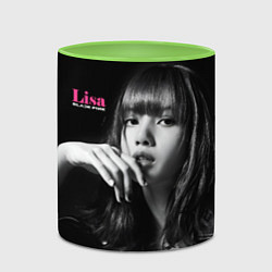 Кружка 3D Blackpink Lisa in leather jacket, цвет: 3D-белый + светло-зеленый — фото 2
