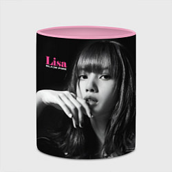 Кружка 3D Blackpink Lisa in leather jacket, цвет: 3D-белый + розовый — фото 2