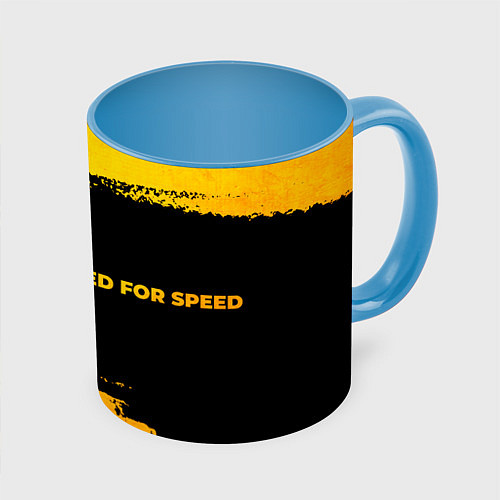 Кружка цветная Need for Speed - gold gradient: надпись и символ / 3D-Белый + небесно-голубой – фото 1
