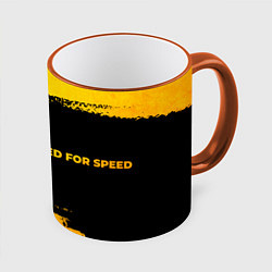 Кружка 3D Need for Speed - gold gradient: надпись и символ, цвет: 3D-оранжевый кант