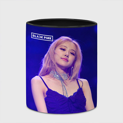 Кружка цветная Rose Blackpink blue background / 3D-Белый + черный – фото 2