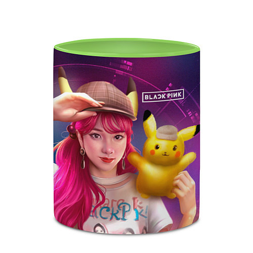 Кружка цветная Jisoo and Pikachu / 3D-Белый + светло-зеленый – фото 2