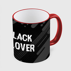 Кружка 3D Black Clover glitch на темном фоне: надпись и симв, цвет: 3D-красный кант