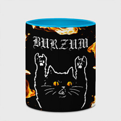 Кружка 3D Burzum рок кот и огонь, цвет: 3D-белый + небесно-голубой — фото 2