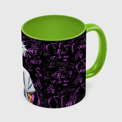Кружка 3D Модный Сатору Годжо - Магическая битва, цвет: 3D-белый + светло-зеленый