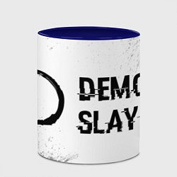 Кружка 3D Demon Slayer glitch на светлом фоне: надпись и сим, цвет: 3D-белый + синий — фото 2