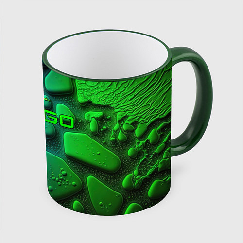 Кружка цветная CS GO green black abstract / 3D-Зеленый кант – фото 1