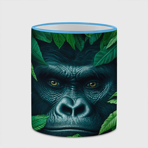 Кружка цветная Горилла в кустах / 3D-Небесно-голубой кант – фото 2