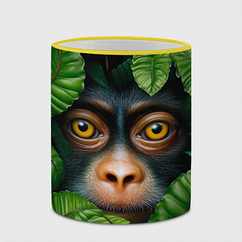 Кружка цветная Черная обезьянка / 3D-Желтый кант – фото 2