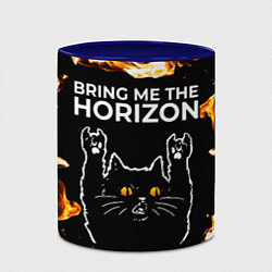 Кружка 3D Bring Me the Horizon рок кот и огонь, цвет: 3D-белый + синий — фото 2