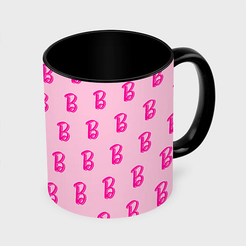 Кружка цветная Барби паттерн буква B / 3D-Белый + черный – фото 1
