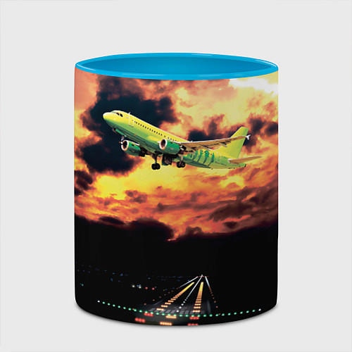 Кружка цветная Боинг 737 Суровый закат / 3D-Белый + небесно-голубой – фото 2