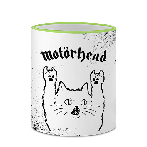 Кружка цветная Motorhead рок кот на светлом фоне / 3D-Светло-зеленый кант – фото 2