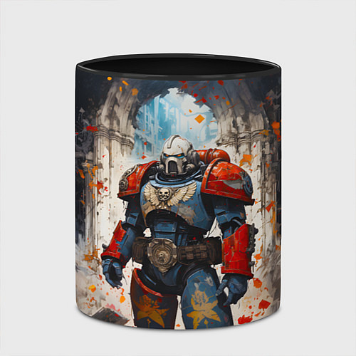 Кружка цветная Космодесант - Warhammer 40k / 3D-Белый + черный – фото 2
