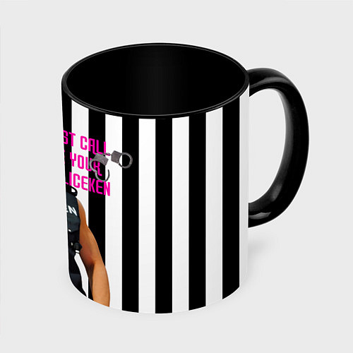Кружка цветная Райан Гослинг полицейский / 3D-Белый + черный – фото 1