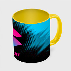 Кружка 3D Suzuki - neon gradient, цвет: 3D-белый + желтый