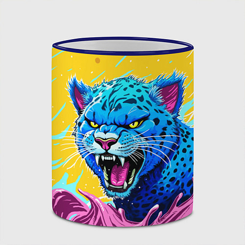 Кружка цветная Кислотный Леопард / 3D-Синий кант – фото 2