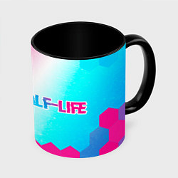 Кружка 3D Half-Life neon gradient style: надпись и символ, цвет: 3D-белый + черный