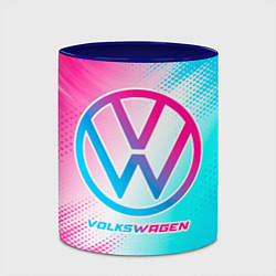 Кружка 3D Volkswagen neon gradient style, цвет: 3D-белый + синий — фото 2