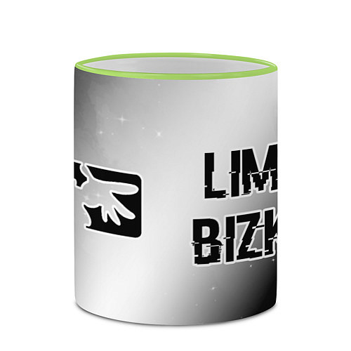 Кружка цветная Limp Bizkit glitch на светлом фоне: надпись и симв / 3D-Светло-зеленый кант – фото 2