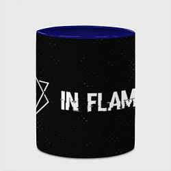 Кружка 3D In Flames glitch на темном фоне: надпись и символ, цвет: 3D-белый + синий — фото 2