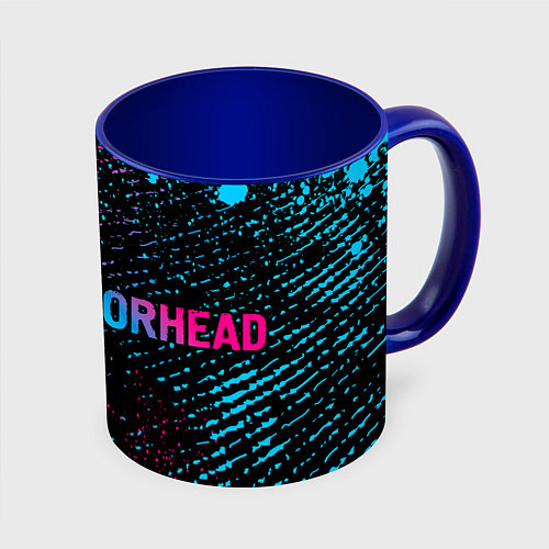 Кружка цветная Motorhead - neon gradient: надпись и символ / 3D-Белый + синий – фото 1