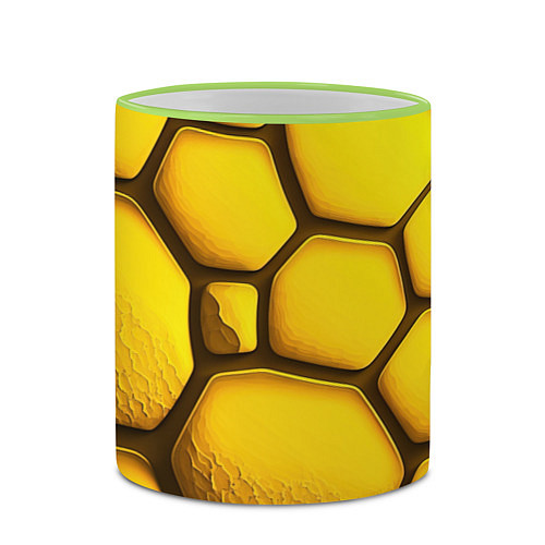 Кружка цветная Желтые объемные плиты / 3D-Светло-зеленый кант – фото 2