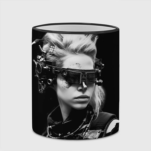 Кружка цветная Девушка кибергот / 3D-Черный кант – фото 2