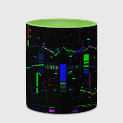 Кружка 3D Глитч помехи, цвет: 3D-белый + светло-зеленый — фото 2