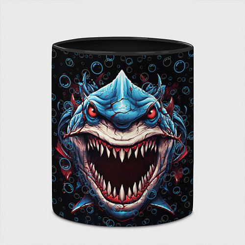 Кружка цветная Evil shark / 3D-Белый + черный – фото 2