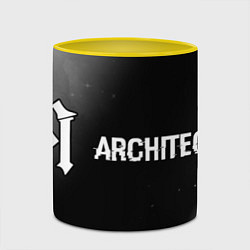 Кружка 3D Architects glitch на темном фоне: надпись и символ, цвет: 3D-белый + желтый — фото 2