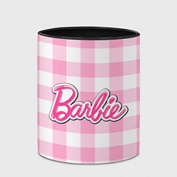 Кружка 3D Барби лого розовая клетка, цвет: 3D-белый + черный — фото 2