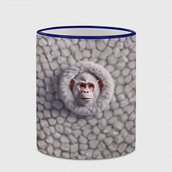 Кружка 3D Забавная белая обезьяна, цвет: 3D-синий кант — фото 2