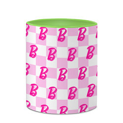 Кружка 3D Розовая шашка и Барби, цвет: 3D-белый + светло-зеленый — фото 2