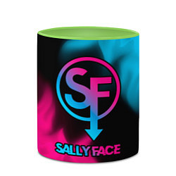 Кружка 3D Sally Face - neon gradient, цвет: 3D-белый + светло-зеленый — фото 2