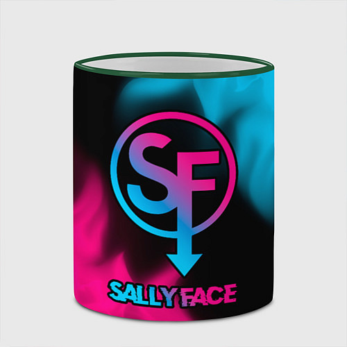 Кружка цветная Sally Face - neon gradient / 3D-Зеленый кант – фото 2
