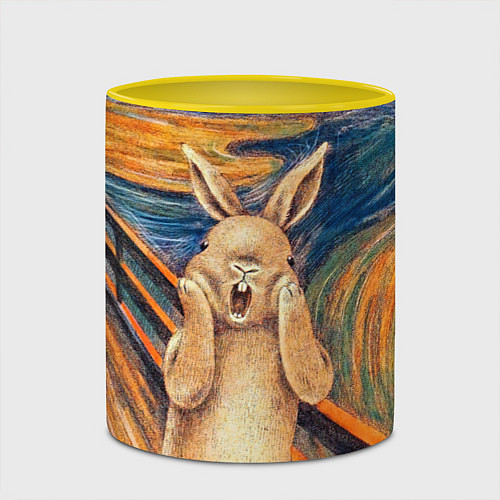 Кружка цветная Картина Крик - кролик / 3D-Белый + желтый – фото 2
