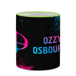 Кружка 3D Ozzy Osbourne - neon gradient: надпись и символ, цвет: 3D-светло-зеленый кант — фото 2