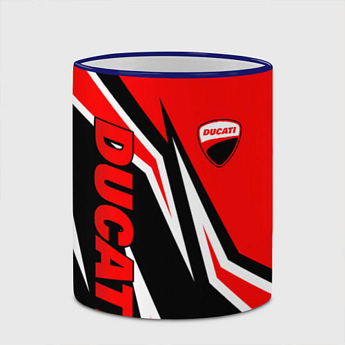 Кружка цветная Ducati- red stripes / 3D-Синий кант – фото 2