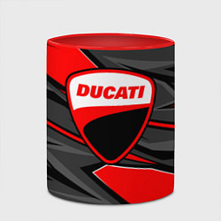 Кружка 3D Ducati - red stripes, цвет: 3D-белый + красный — фото 2