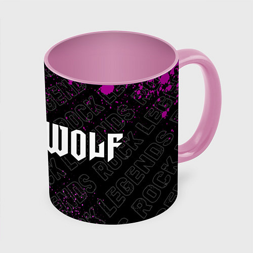 Кружка цветная Powerwolf rock legends: надпись и символ / 3D-Белый + розовый – фото 1