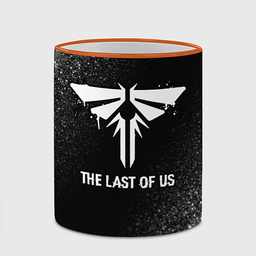 Кружка цветная The Last Of Us glitch на темном фоне / 3D-Оранжевый кант – фото 2